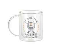 Fabulous Mug Verre Double Paroi - Le Meilleur Acteur du Monde Cinema Theatre Comédien - Tasse a Cafe et The Isotherme 330ml Effet Suspendu Anti-Brulure Imprime en France