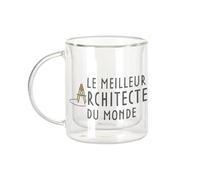 Fabulous Mug Verre Double Paroi - Le Meilleur Architecte du Monde Métier Job Architecture Art - Tasse a Cafe et The Isotherme 330ml Effet Suspendu Anti-Brulure Imprime en France