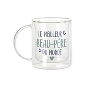 Fabulous Mug Verre Double Paroi - Le Meilleur Beau-Père du Monde Famille - Tasse a Cafe et The Isotherme 330ml Effet Suspendu Anti-Brulure Imprime en France
