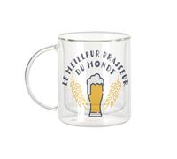 Fabulous Mug Verre Double Paroi - Le Meilleur Brasseur du Monde Biere Alcool Pinte Artisan Métier Passion - Tasse a Cafe et The Isotherme 330ml Effet Suspendu Anti-Brulure Imprime en France