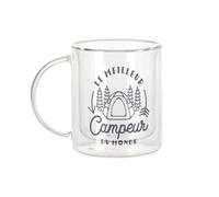 Fabulous Mug Verre Double Paroi - Le Meilleur Campeur du Monde Vacances Voyage Camping Nature Montagne Foret - Tasse a Cafe et The Isotherme 330ml Effet Suspendu Anti-Brulure Imprime en France