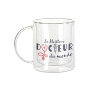 Fabulous Mug Verre Double Paroi - Le Meilleur Docteur du Monde Medecine Métier Passion Santé - Tasse a Cafe et The Isotherme 330ml Effet Suspendu Anti-Brulure Imprime en France