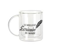 Fabulous Mug Verre Double Paroi - Le Meilleur Ecrivain du Monde Littérature Roman Livre Histoire - Tasse a Cafe et The Isotherme 330ml Effet Suspendu Anti-Brulure Imprime en France
