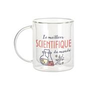 Fabulous Mug Verre Double Paroi - Le Meilleur Scientifique du Monde Science Physique Mathématique Biologie Einstein - Tasse a Cafe et The Isotherme 330ml Effet Suspendu Anti-Brulure Imprime en France