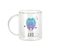 Fabulous Mug Verre Double Paroi - Leo Astrology Sign Celestial Solar Prediction - Tasse a Cafe et The Isotherme 330ml Effet Suspendu Anti-Brulure Imprime en France