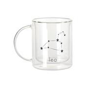Fabulous Mug Verre Double Paroi - Leo Sign Astrology Star Divination Constellation Minimalist - Tasse a Cafe et The Isotherme 330ml Effet Suspendu Anti-Brulure Imprime en France
