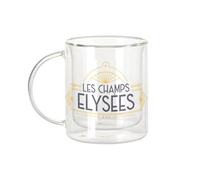 Fabulous Mug Verre Double Paroi - Les Champs Elysées Paris France Luxe Style Architecture - Tasse a Cafe et The Isotherme 330ml Effet Suspendu Anti-Brulure Imprime en France