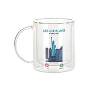 Fabulous Mug Verre Double Paroi - Les Etats-Unis M'Appellent Architecture New York - Tasse a Cafe et The Isotherme 330ml Effet Suspendu Anti-Brulure Imprime en France