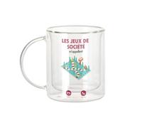 Fabulous Mug Verre Double Paroi - Les Jeux de Société M'Appellent Loisir Board Games - Tasse a Cafe et The Isotherme 330ml Effet Suspendu Anti-Brulure Imprime en France