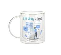 Fabulous Mug Verre Double Paroi - Les Vrais Héros - Développeur Web Informaticien Métier Tasse a Cafe et The Isotherme 330ml Effet Suspendu Anti-Brulure Imprime en France
