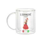 Fabulous Mug Verre Double Paroi - L'Espagne M'Appelle Flamenco Danse Tradition - Tasse a Cafe et The Isotherme 330ml Effet Suspendu Anti-Brulure Imprime en France