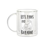 Fabulous Mug Verre Double Paroi - Let's Paws and Breathe Cat Pets - Tasse a Cafe et The Isotherme 330ml Effet Suspendu Anti-Brulure Imprime en France