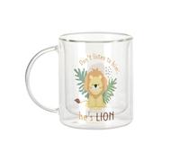 Fabulous Mug Verre Double Paroi - Liar Lion Drawing Illustration King of the Savannah - Tasse a Cafe et The Isotherme 330ml Effet Suspendu Anti-Brulure Imprime en France