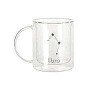 Fabulous Mug Verre Double Paroi - Libra Sign Astrology Star Divination Constellation Minimalist - Tasse a Cafe et The Isotherme 330ml Effet Suspendu Anti-Brulure Imprime en France