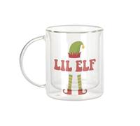 Fabulous Mug Verre Double Paroi - Lil Elf Christmas Reindeer Winter Elf Gift Santa Claus - Tasse a Cafe et The Isotherme 330ml Effet Suspendu Anti-Brulure Imprime en France