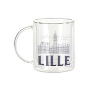 Fabulous Mug Verre Double Paroi - Lille Minimalist Ville France Nord Histoire - Tasse a Cafe et The Isotherme 330ml Effet Suspendu Anti-Brulure Imprime en France