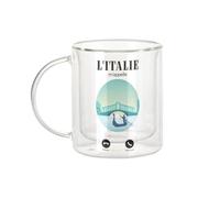 Fabulous Mug Verre Double Paroi - L'Italie M'Appelle Venise Tourisme Voyage - Tasse a Cafe et The Isotherme 330ml Effet Suspendu Anti-Brulure Imprime en France