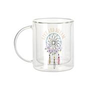 Fabulous Mug Verre Double Paroi - Live and Dream Bohemian Hippie Culture - Tasse a Cafe et The Isotherme 330ml Effet Suspendu Anti-Brulure Imprime en France