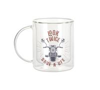 Fabulous Mug Verre Double Paroi - Look Twice Save a Life Motorcycle Big Bike Cafe Racer old Bike - Tasse a Cafe et The Isotherme 330ml Effet Suspendu Anti-Brulure Imprime en France
