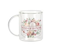 Fabulous Mug Verre Double Paroi - Maid of Honor Wedding Bride Flower Bouquet - Tasse a Cafe et The Isotherme 330ml Effet Suspendu Anti-Brulure Imprime en France