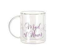 Fabulous Mug Verre Double Paroi - Maid Of Honor Wedding Engaged Calligraphy - Tasse a Cafe et The Isotherme 330ml Effet Suspendu Anti-Brulure Imprime en France