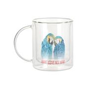 Fabulous Mug Verre Double Paroi - Make Love Not War Perroquet Collage Vintage Illustration Art Animal Oiseau Hippie - Tasse a Cafe et The Isotherme 330ml Effet Suspendu Anti-Brulure Imprime en France