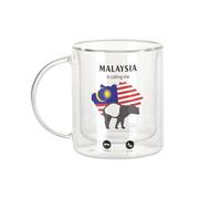 Fabulous Mug Verre Double Paroi - Malaysia Is Calling Me Tapir Flag Travel - Tasse a Cafe et The Isotherme 330ml Effet Suspendu Anti-Brulure Imprime en France