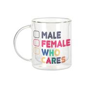 Fabulous Mug Verre Double Paroi - Male Female Who Cares LGBTQ+ Trans Non-Binary - Tasse a Cafe et The Isotherme 330ml Effet Suspendu Anti-Brulure Imprime en France