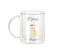 Fabulous Mug Verre Double Paroi - Mamie Poule Grand Mere Tendresse Petits Enfants - Tasse a Cafe et The Isotherme 330ml Effet Suspendu Anti-Brulure Imprime en France
