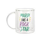 Fabulous Mug Verre Double Paroi - Mardi Gras like a Rock Star Carnival New Orleans - Tasse a Cafe et The Isotherme 330ml Effet Suspendu Anti-Brulure Imprime en France