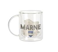 Fabulous Mug Verre Double Paroi - Marne Departement 51 Chalons en Champagne Carte Ancienne - Tasse a Cafe et The Isotherme 330ml Effet Suspendu Anti-Brulure Imprime en France