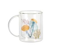 Fabulous Mug Verre Double Paroi - Méduse Hamburger Collage Art Surréalisme Mer Océan - Tasse a Cafe et The Isotherme 330ml Effet Suspendu Anti-Brulure Imprime en France