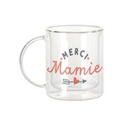 Fabulous Mug Verre Double Paroi - Merci Mamie Amour Coeur Grand-Mère - Tasse a Cafe et The Isotherme 330ml Effet Suspendu Anti-Brulure Imprime en France