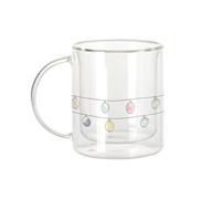 Fabulous Mug Verre Double Paroi - Merry Christmas Guirlande Lumineuse Noel Dessin - Tasse a Cafe et The Isotherme 330ml Effet Suspendu Anti-Brulure Imprime en France