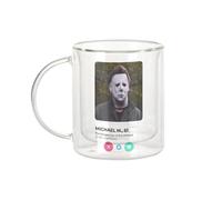 Fabulous Mug Verre Double Paroi - Michael Myers Social Network Dating Love - Tasse a Cafe et The Isotherme 330ml Effet Suspendu Anti-Brulure Imprime en France