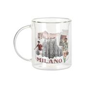 Fabulous Mug Verre Double Paroi - Milano Vintage Milan Italie Voyage Mode - Tasse a Cafe et The Isotherme 330ml Effet Suspendu Anti-Brulure Imprime en France