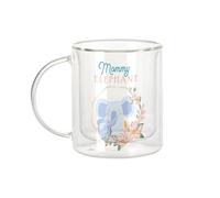 Fabulous Mug Verre Double Paroi - Mommy Elephant and her Baby Drawing Illustration - Tasse a Cafe et The Isotherme 330ml Effet Suspendu Anti-Brulure Imprime en France