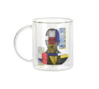 Fabulous Mug Verre Double Paroi - Mondrian Collage Art Artiste Peinture Modernisme - Tasse a Cafe et The Isotherme 330ml Effet Suspendu Anti-Brulure Imprime en France