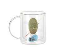 Fabulous Mug Verre Double Paroi - Montgolfière Cactus Plante Collage Art Surréalisme - Tasse a Cafe et The Isotherme 330ml Effet Suspendu Anti-Brulure Imprime en France