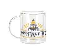Fabulous Mug Verre Double Paroi - Montmartre Paris France Luxe Style Architecture - Tasse a Cafe et The Isotherme 330ml Effet Suspendu Anti-Brulure Imprime en France