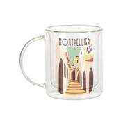 Fabulous Mug Verre Double Paroi - Montpellier Centre Historique Voyage Tourisme - Tasse a Cafe et The Isotherme 330ml Effet Suspendu Anti-Brulure Imprime en France