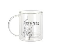 Fabulous Mug Verre Double Paroi - Moon Child Ciel Etoiles Natures Lune - Tasse a Cafe et The Isotherme 330ml Effet Suspendu Anti-Brulure Imprime en France