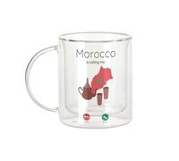 Fabulous Mug Verre Double Paroi - Morocco Is Callling Me Flag Tea Culture - Tasse a Cafe et The Isotherme 330ml Effet Suspendu Anti-Brulure Imprime en France