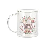 Fabulous Mug Verre Double Paroi - Mother of the Bride Wedding Bride Flower Bouquet - Tasse a Cafe et The Isotherme 330ml Effet Suspendu Anti-Brulure Imprime en France