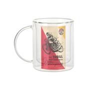Fabulous Mug Verre Double Paroi - Motorcycling Moto Affiche Vintage Cafe Racer Bike - Tasse a Cafe et The Isotherme 330ml Effet Suspendu Anti-Brulure Imprime en France
