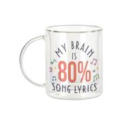 Fabulous Mug Verre Double Paroi - My Brain is 80% Song Lyrics Song Pop Music - Tasse a Cafe et The Isotherme 330ml Effet Suspendu Anti-Brulure Imprime en France