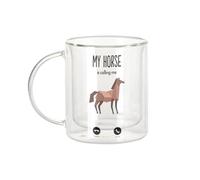 Fabulous Mug Verre Double Paroi - My Horse Is Calling Me Animals Passion - Tasse a Cafe et The Isotherme 330ml Effet Suspendu Anti-Brulure Imprime en France