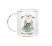 Fabulous Mug Verre Double Paroi - My Horse is My Bestfriend Horseback riding - Tasse a Cafe et The Isotherme 330ml Effet Suspendu Anti-Brulure Imprime en France