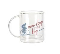 Fabulous Mug Verre Double Paroi - Non-stop to the Top Vélo Montagne Cyclisme Tour - Tasse a Cafe et The Isotherme 330ml Effet Suspendu Anti-Brulure Imprime en France