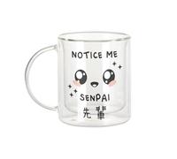 Fabulous Mug Verre Double Paroi - Notice me Senpai Japon Asie Culture Manga Anime - Tasse a Cafe et The Isotherme 330ml Effet Suspendu Anti-Brulure Imprime en France